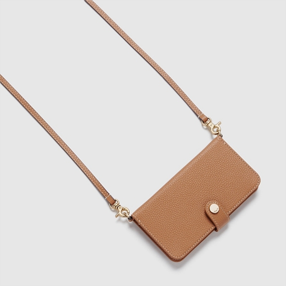 Mimco Accessories - MIMCO Tan iPhone 12 12P Card Purse Crossbody Chain Carry Case NWT RRP$129